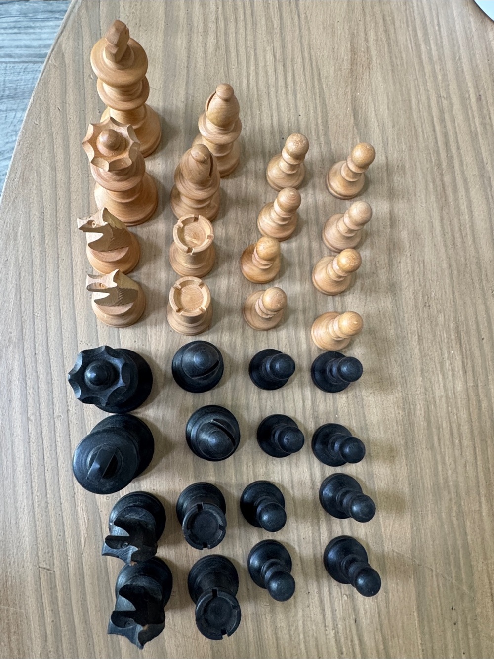 Wooden Chess Piece Set - Natural and Black